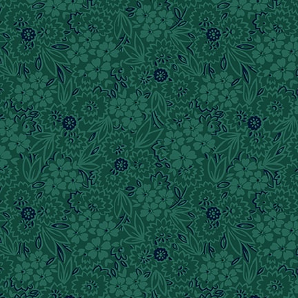 Quiet Grace, Scatter Garden by Kim Diehl For Henry Glass & Co ~ Teal