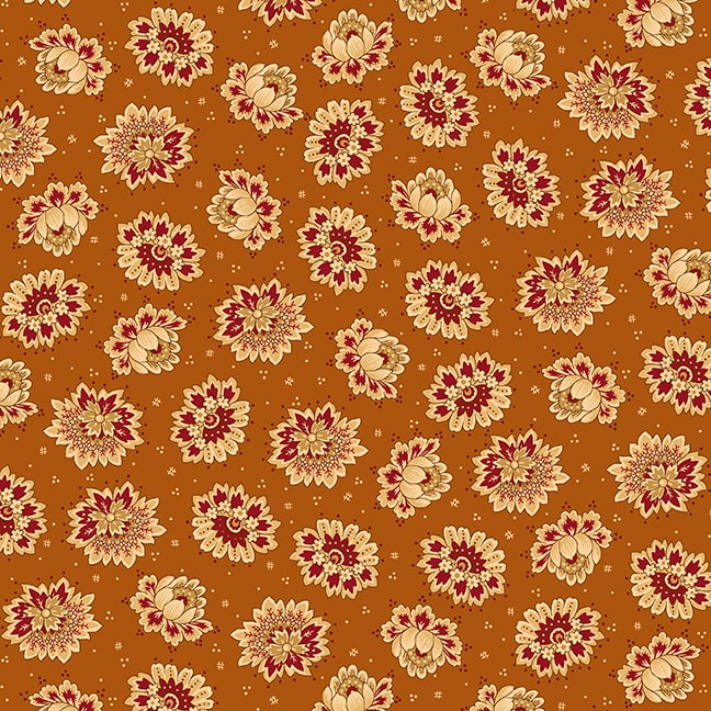 Quiet Grace, Tossed Blossoms by Kim Diehl for Henry Glass & Co ~ Orange