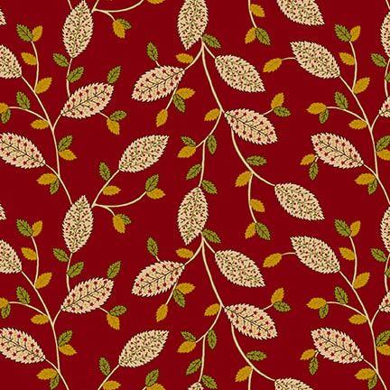 Quiet Grace, Fancy Leaves by Kim Diehl For Henry Glass & Co ~ Cranberry