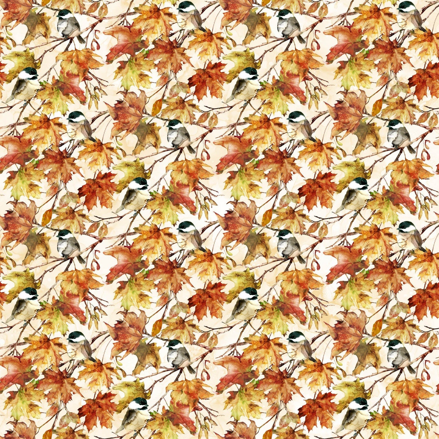 Autumn Breeze Birds Cream Multi by Deborah Edwards and Melanie Samra for Northcott~ Cream Multi