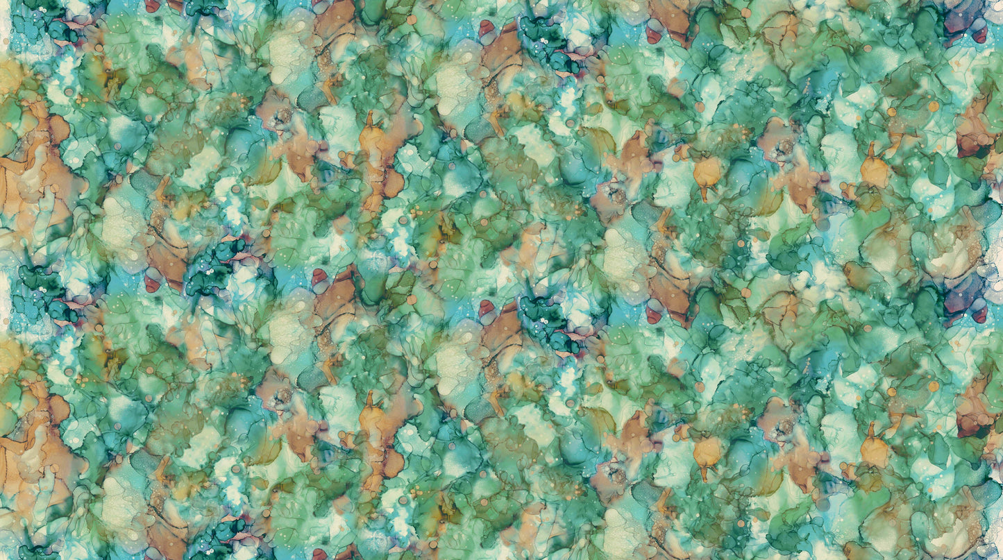 Autumn Breeze Large Texture Medium Teal by Deborah Edwards and Melanie Samra for Northcott
