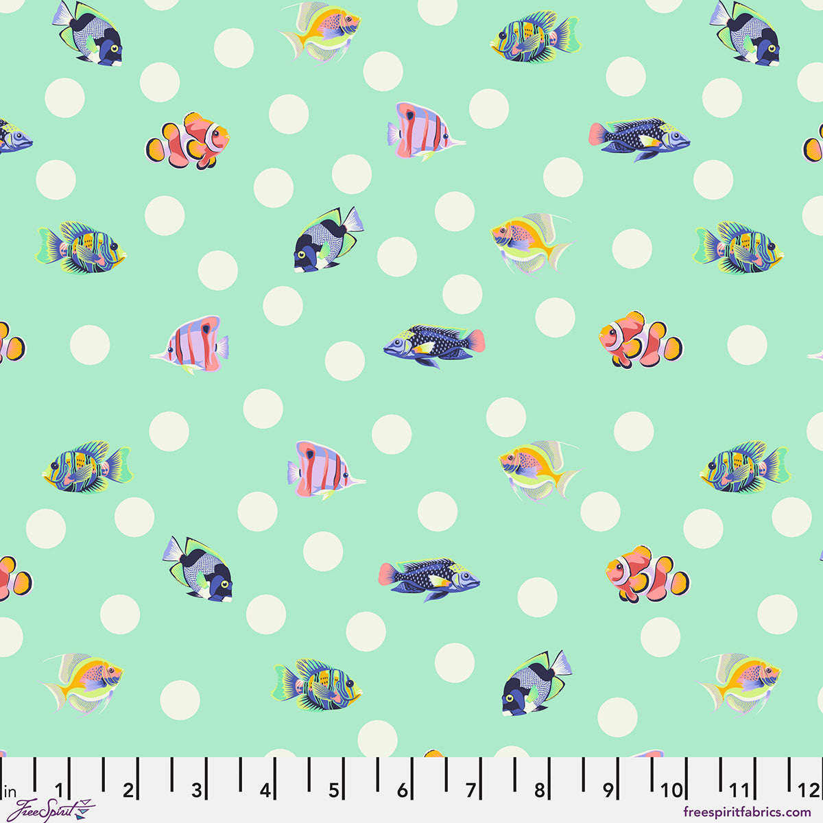 Floral Reef~School Crossing by Tula Pink for FreeSpirit ~ Seafoam