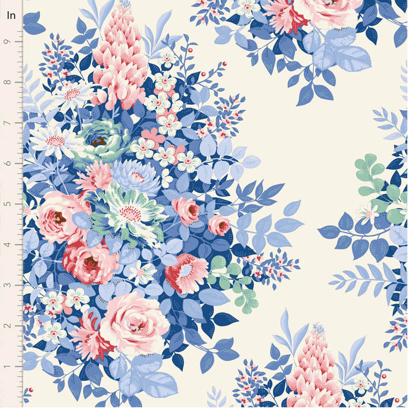 Something Blue by Tilda ~ Whimsy Flower Cream ~ (1/4 Meter)