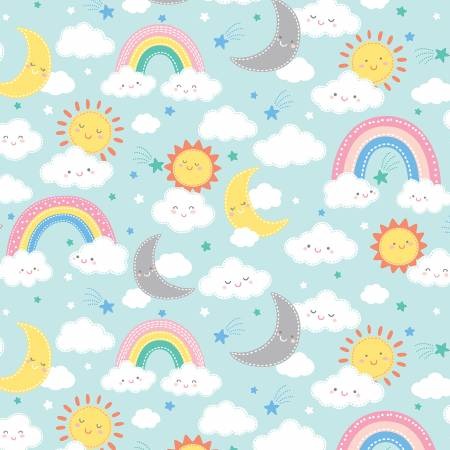 Twinkle Sky Flannel by Benartex ~ Aqua