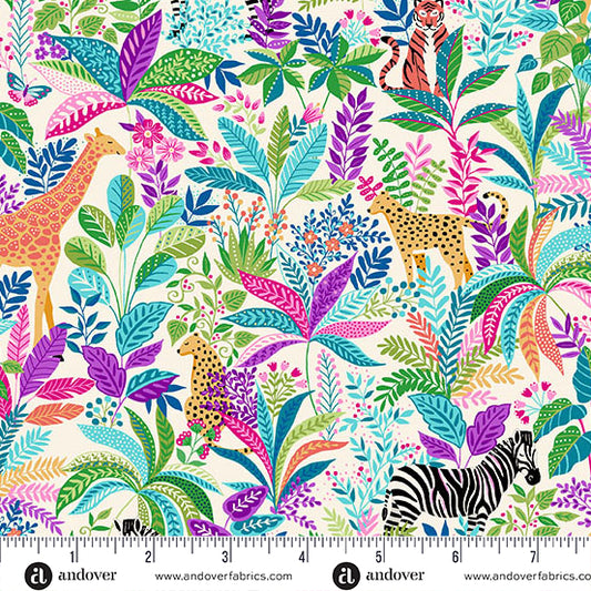 Tropica Wildlife by Makower UK ~ White