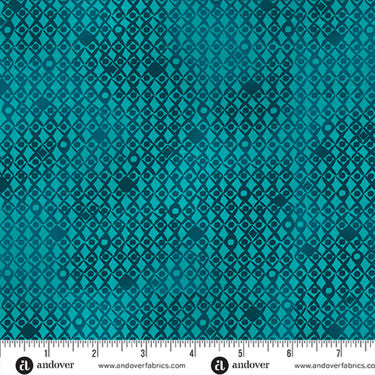 Tropica Lattice by Makower UK ~ Teal