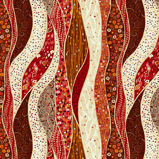 Wavy pattern with red, brown, and beige colors