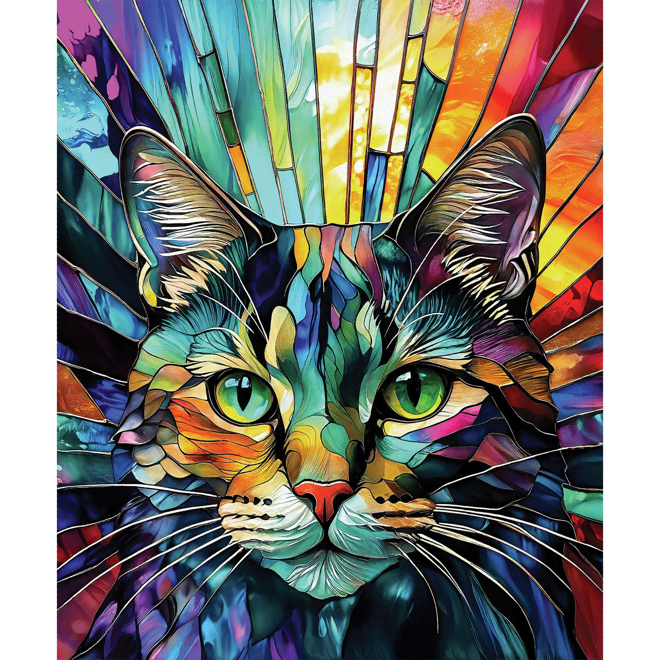 Kaleidoscope Cat Panel by Peggy Collins  ~ Multi