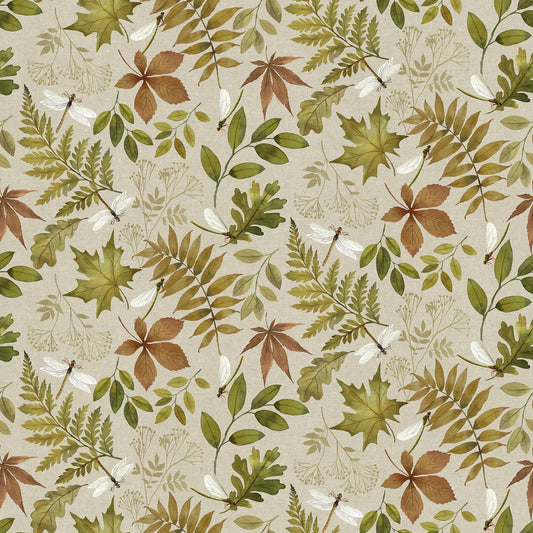 Natural Elements Leaf & Dragonfly ~ Taupe Multi