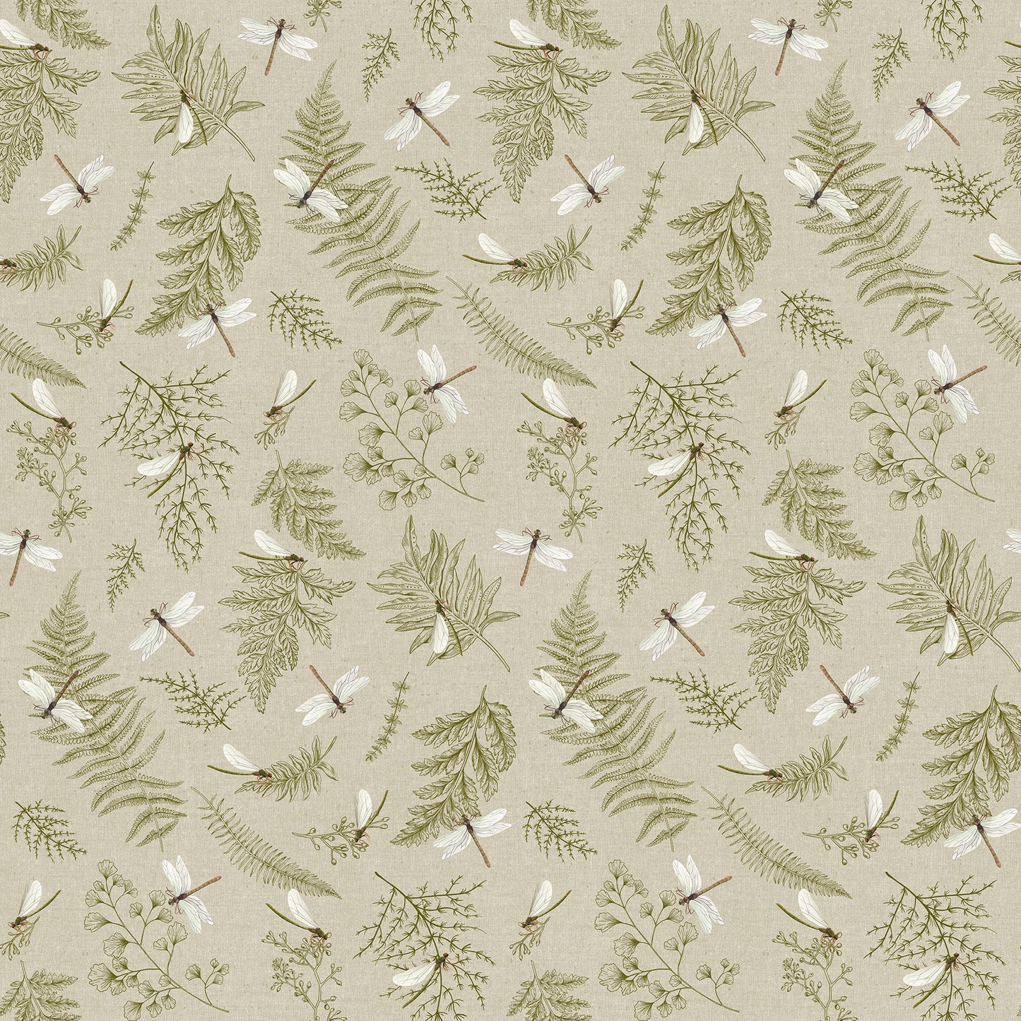 Natural Elements Dragonfly by Northcott ~ Taupe/Green