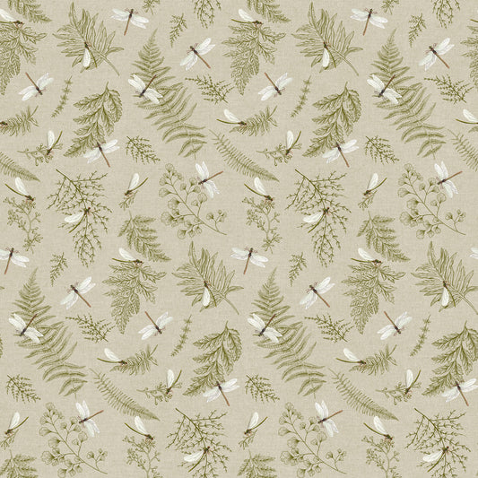 Natural Elements Dragonfly by Northcott ~ Taupe/Green
