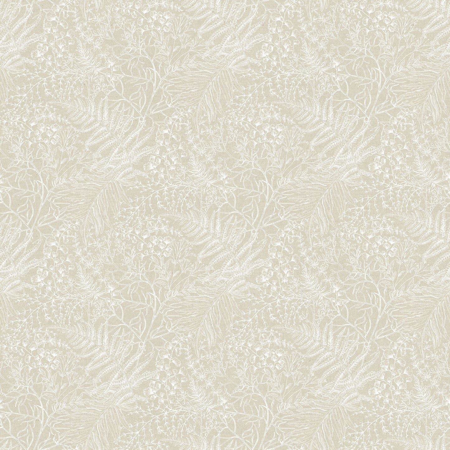 Natural Elements Toile Leaves ~ Cream/White