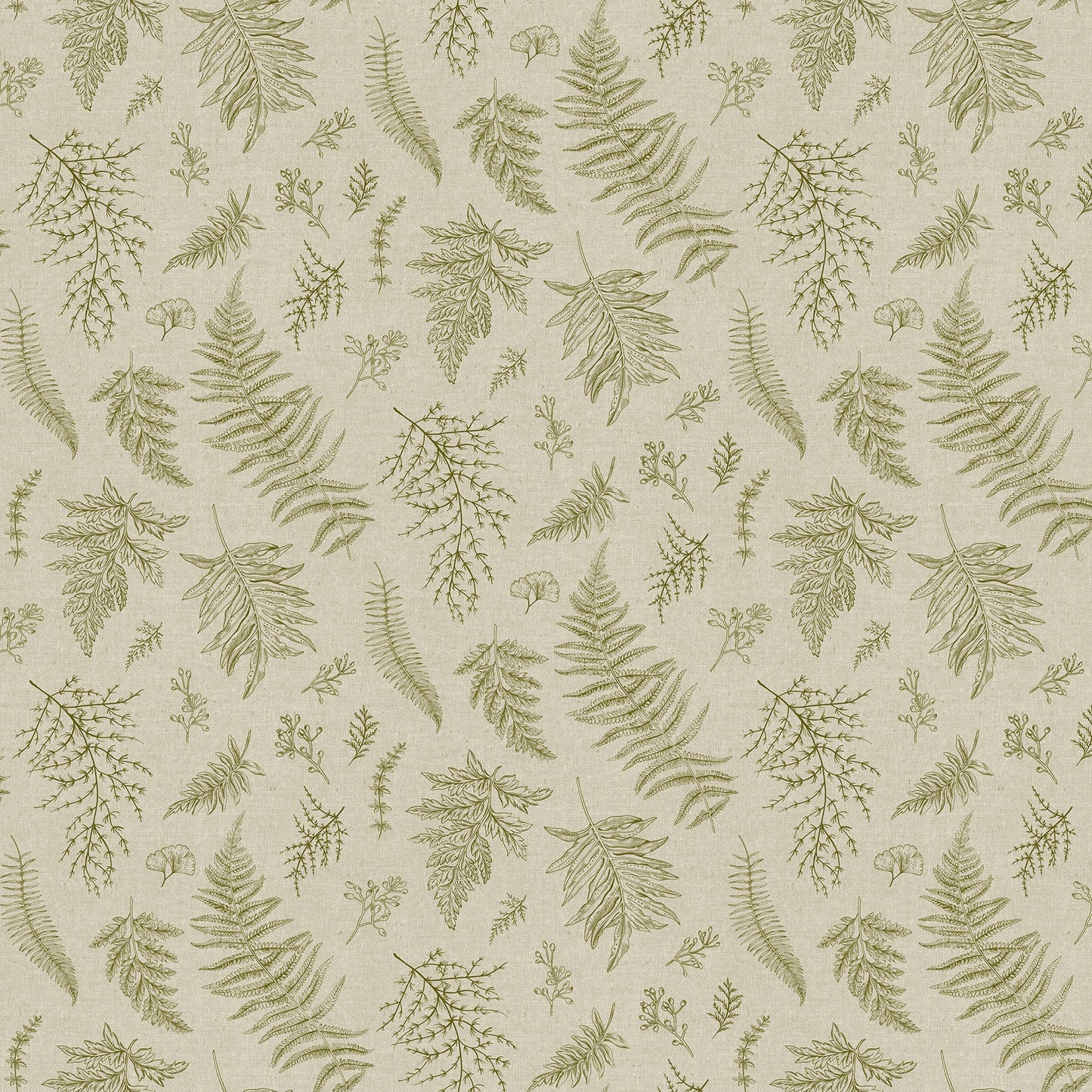 Natural Elements Large Tossed Ferns ~ Taupe/Green
