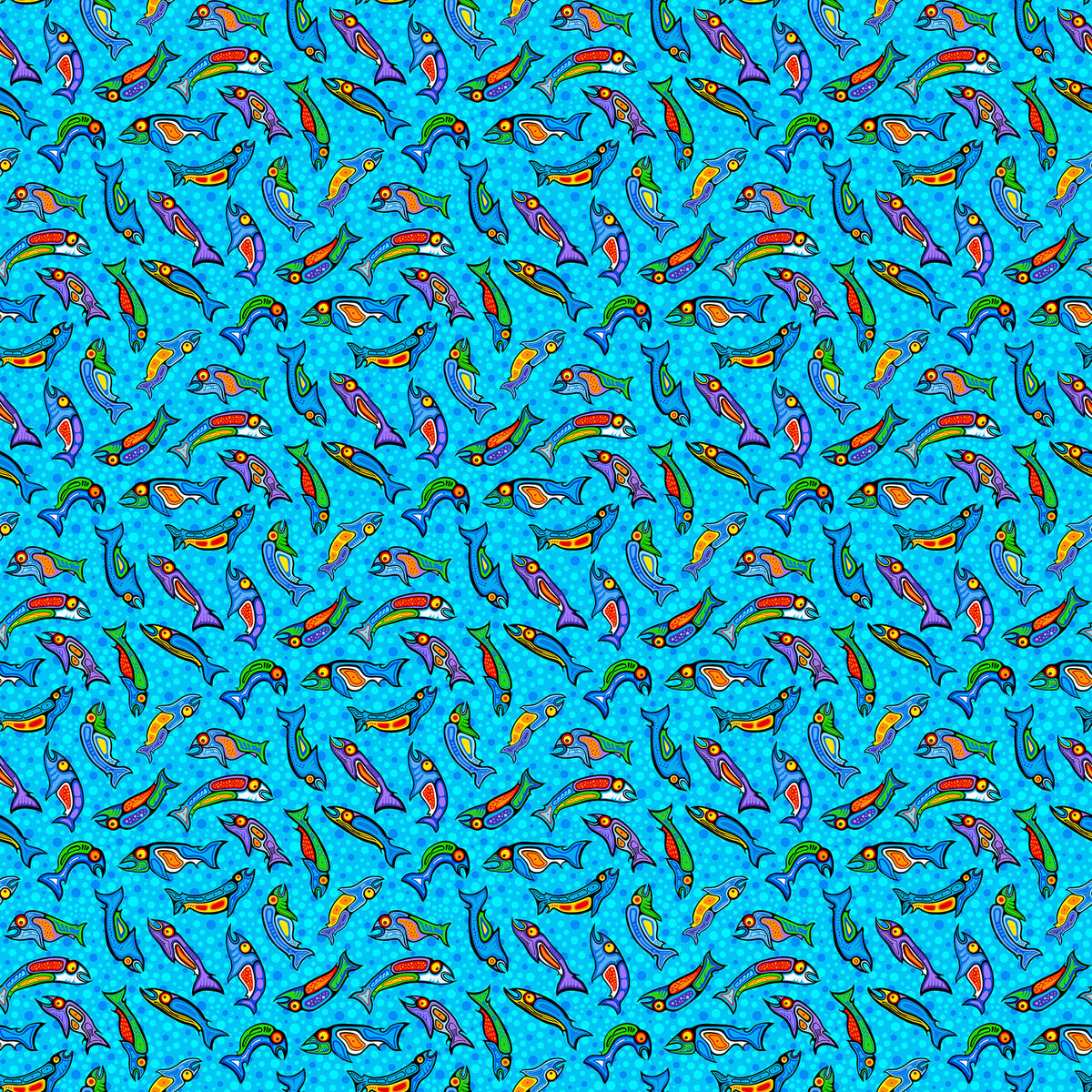 The Four Seasons by Northcott ~ Fish Turquoise Multi ~ (1/4 Meter)