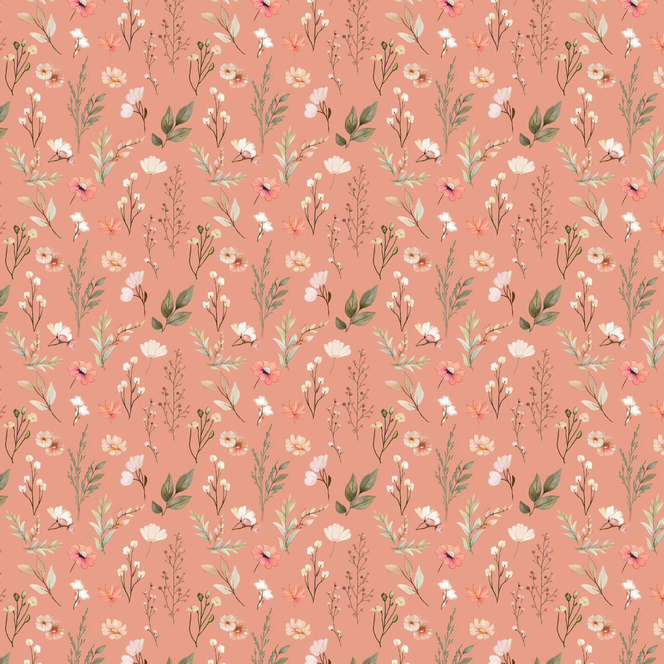 Sagebrush Babies by Ramona Murdock ~ Pretty Florals Light Coral ~ (1/4 Meter)