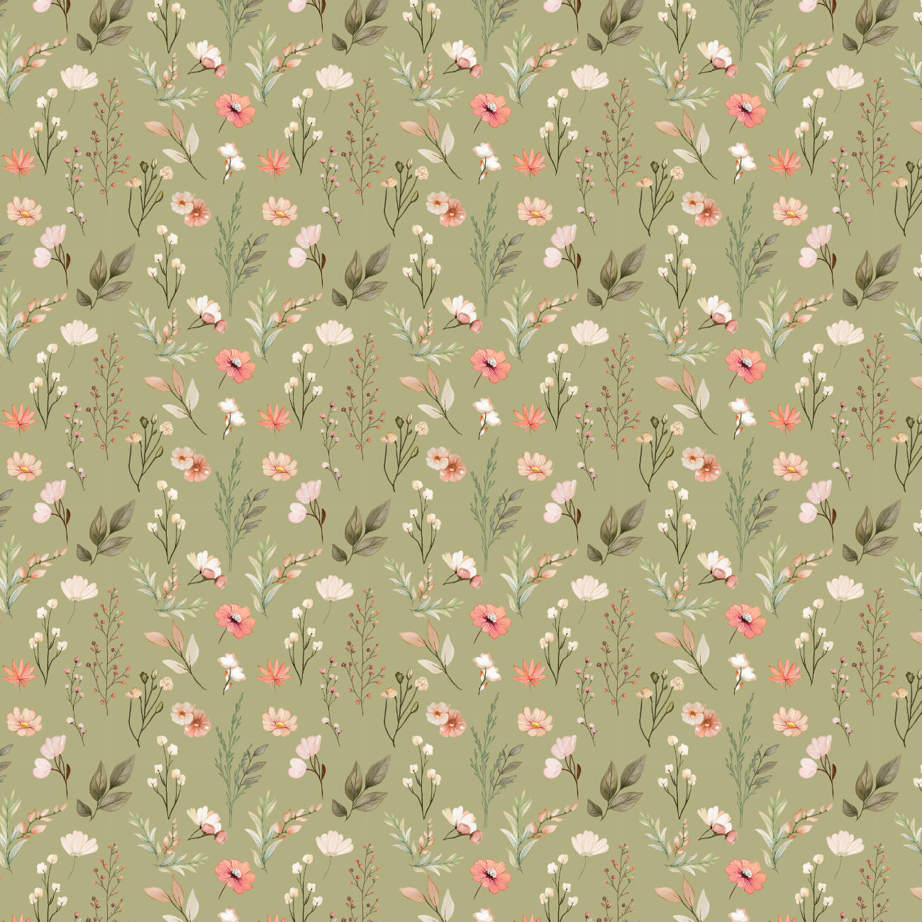 Sagebrush Babies by Ramona Murdock ~ Pretty Florals Light Sage ~ (1/4 Meter)