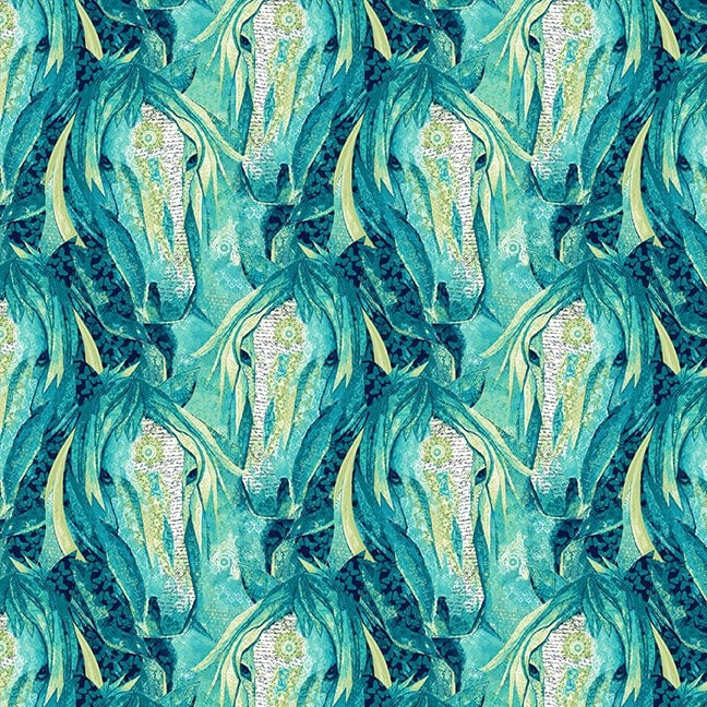 Dream Horses by Nancy Smith for Studio E ~ Aqua ~ (1/4 Meter)