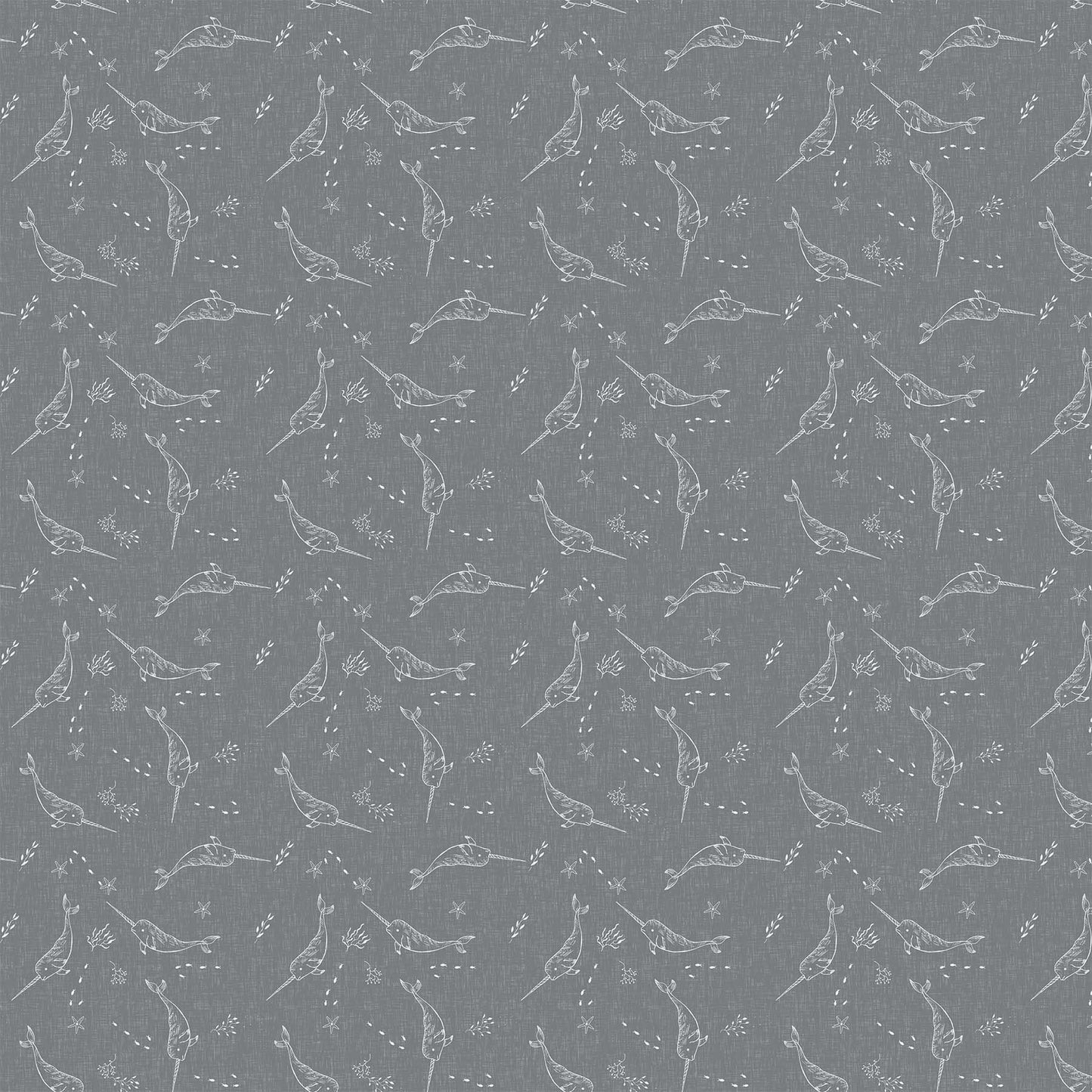 Calm Waters Narwhals By Bernadett Urbanovics for Figo ~ Grey