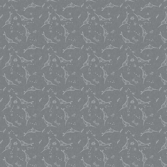 Calm Waters Narwhals By Bernadett Urbanovics for Figo ~ Grey