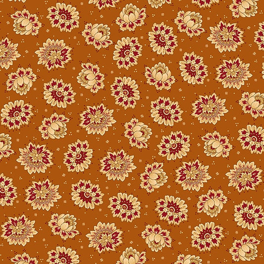 Quiet Grace, Tossed Blossoms by Kim Diehl for Henry Glass & Co ~ Orange