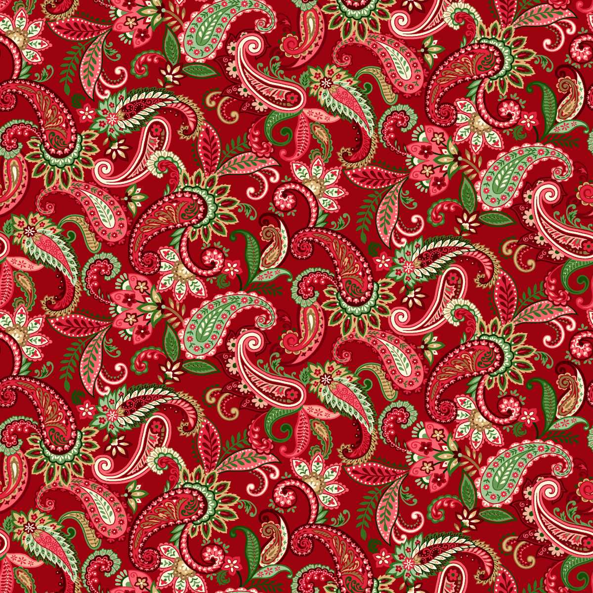 Holiday Feathers & Flourish by Art Loft ~ Red ~ (1/4 meter)