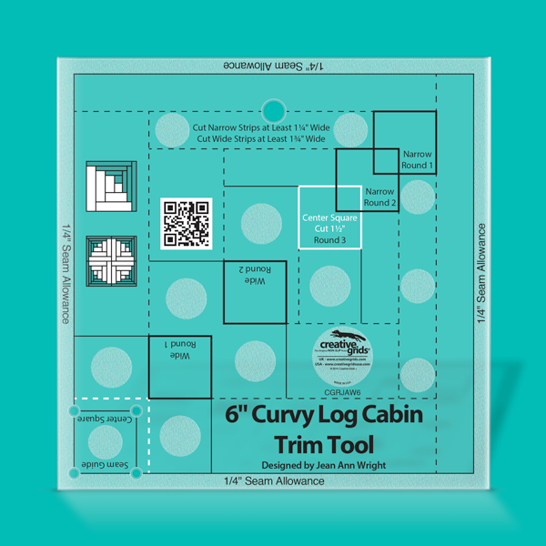 Creative Grids Curvy Log Cabin Trim Tool 6in Finished Blocks Quilt Ruler Designed By Jean Ann Wright