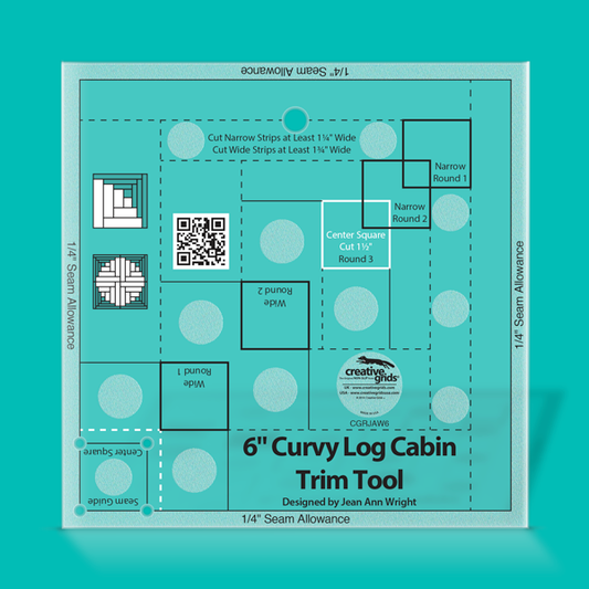 Creative Grids Curvy Log Cabin Trim Tool 6in Finished Blocks Quilt Ruler Designed By Jean Ann Wright