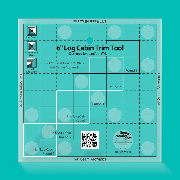 Creative Grids 6in Log Cabin Trim Tool Quilt Ruler