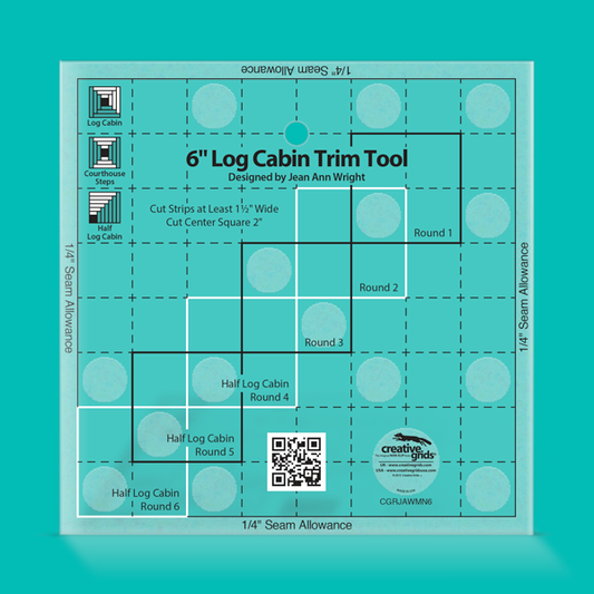 Creative Grids 6in Log Cabin Trim Tool Quilt Ruler