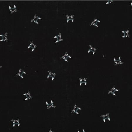 Meowzers by Michael Miller Fabrics ~ Black ~ (1/4 Meter)
