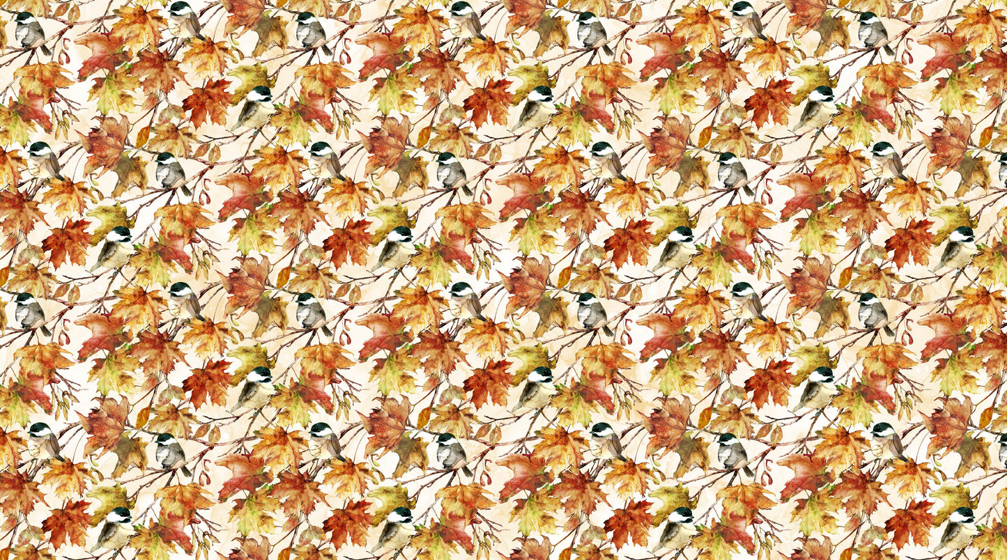 Autumn Breeze Birds Cream Multi by Deborah Edwards and Melanie Samra for Northcott~ Cream Multi