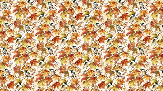 Autumn Breeze Birds Cream Multi by Deborah Edwards and Melanie Samra for Northcott~ Cream Multi
