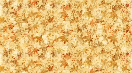 Autumn Breeze Leaf Texture Ochre by Deborah Edwards and Melanie Samra for Northcott~ Ochre