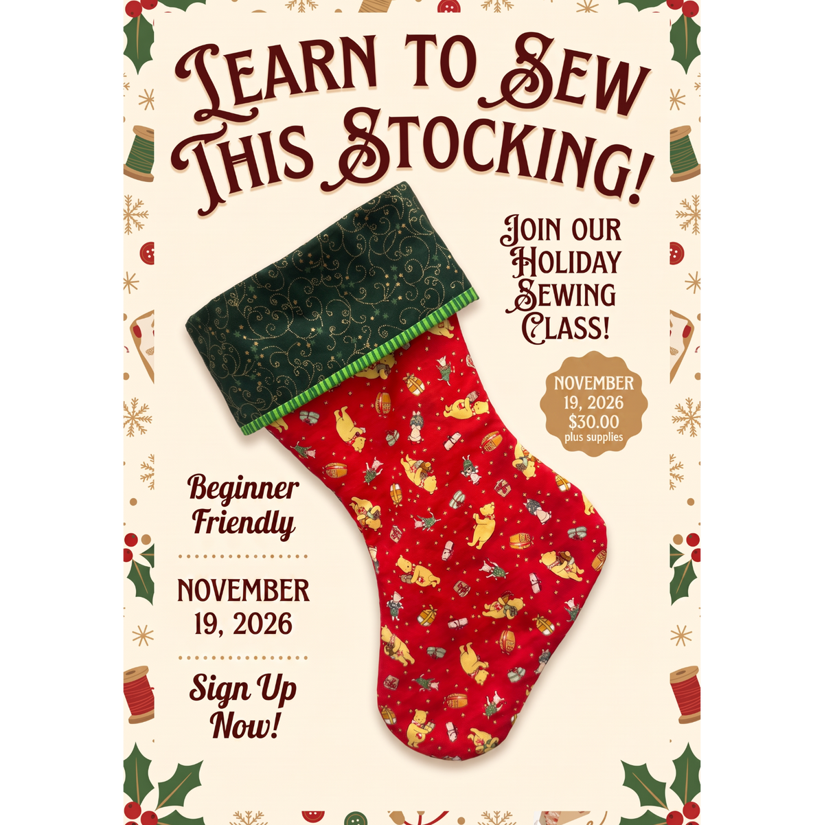 Christmas Stocking Class ~ November 19th 2026