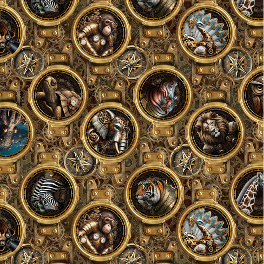 Steampunk Menagerie Portraits
by Jason Yenter for In The Beginning Fabrics ~ Gold