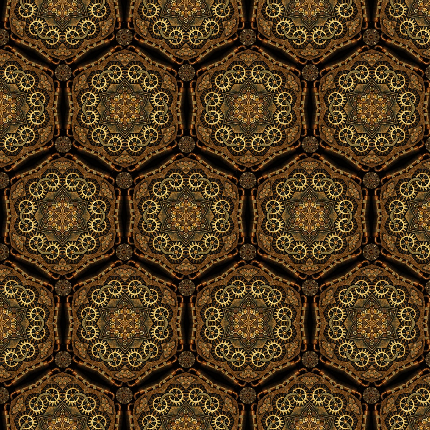 Steampunk Menagerie Gear Stars
by Jason Yenter for In The Beginning Fabrics ~ Gold