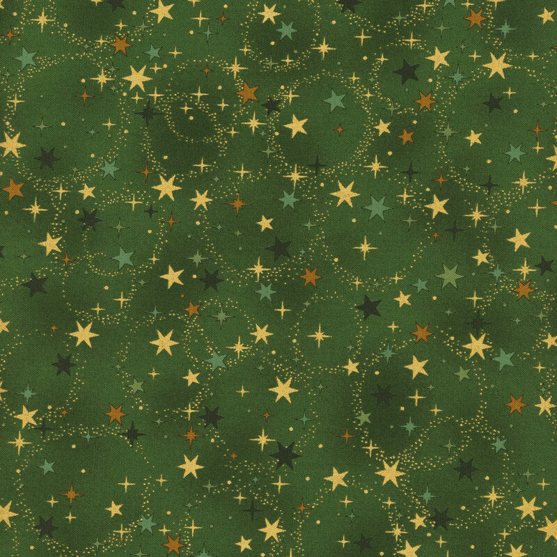 Christmas Time by Stof Fabrics ~ Green/Gold ~ (1/4 Meter)