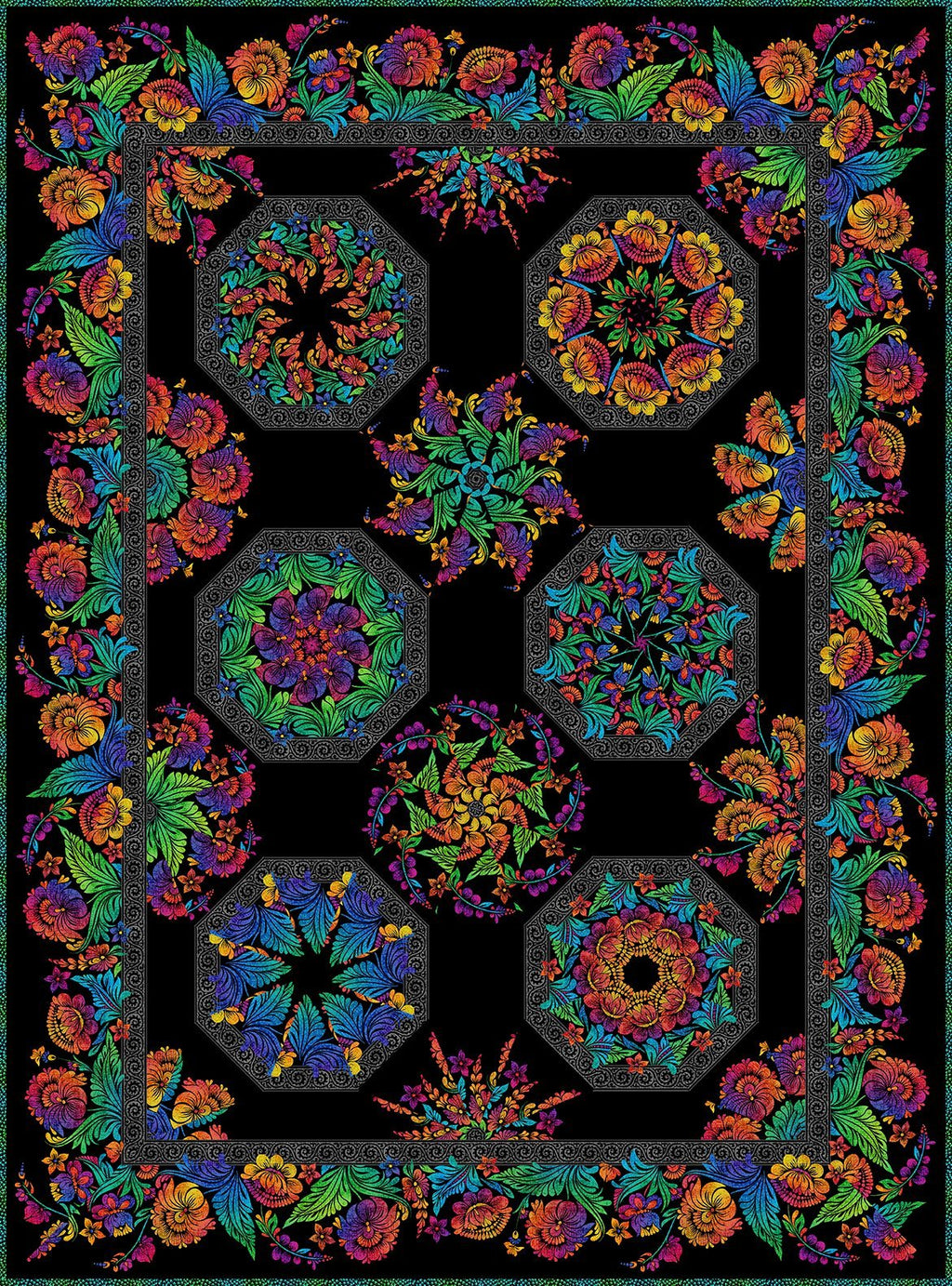Vivid Kaleidoscope Multi Colored Quilt Kit By in the Beginning Fabrics
