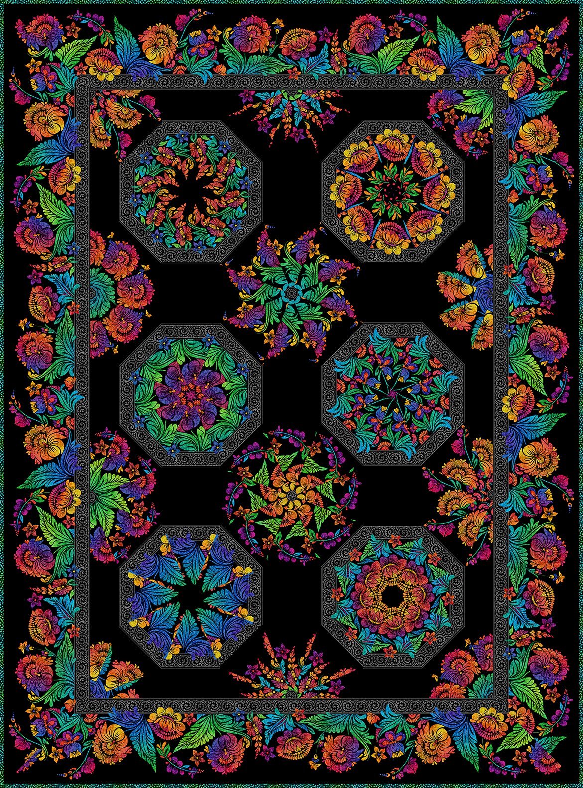 Vivid Kaleidoscope Multi Colored Quilt Kit By in the Beginning Fabrics