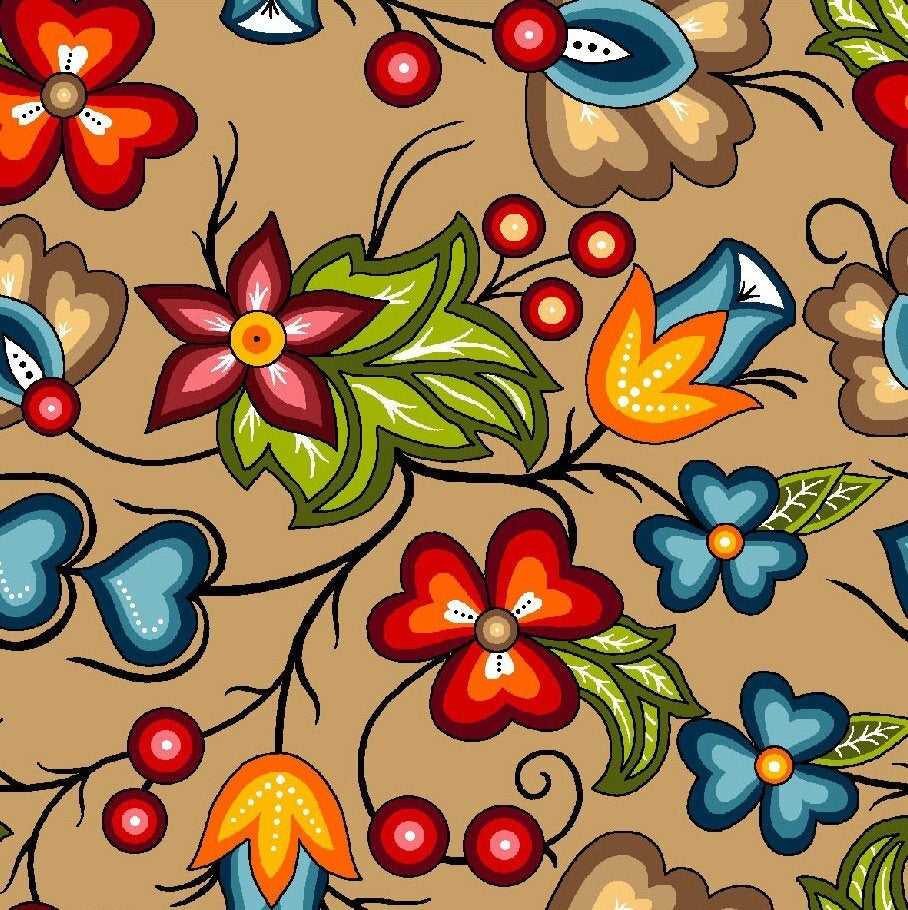 Native Floral by Shannon Gustafson ~ Beige ~ (1/4 Meter)