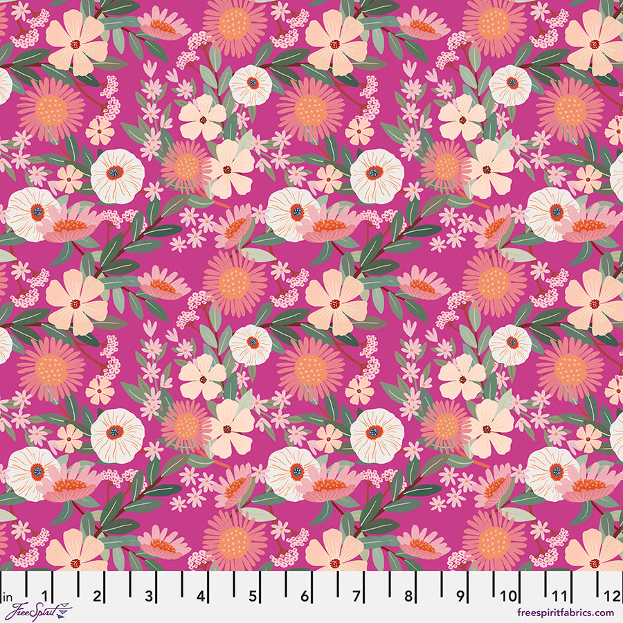 Floral Fiesta Petal Paradise by Mia Charro ~ Magenta ~ (1/4 Meter)