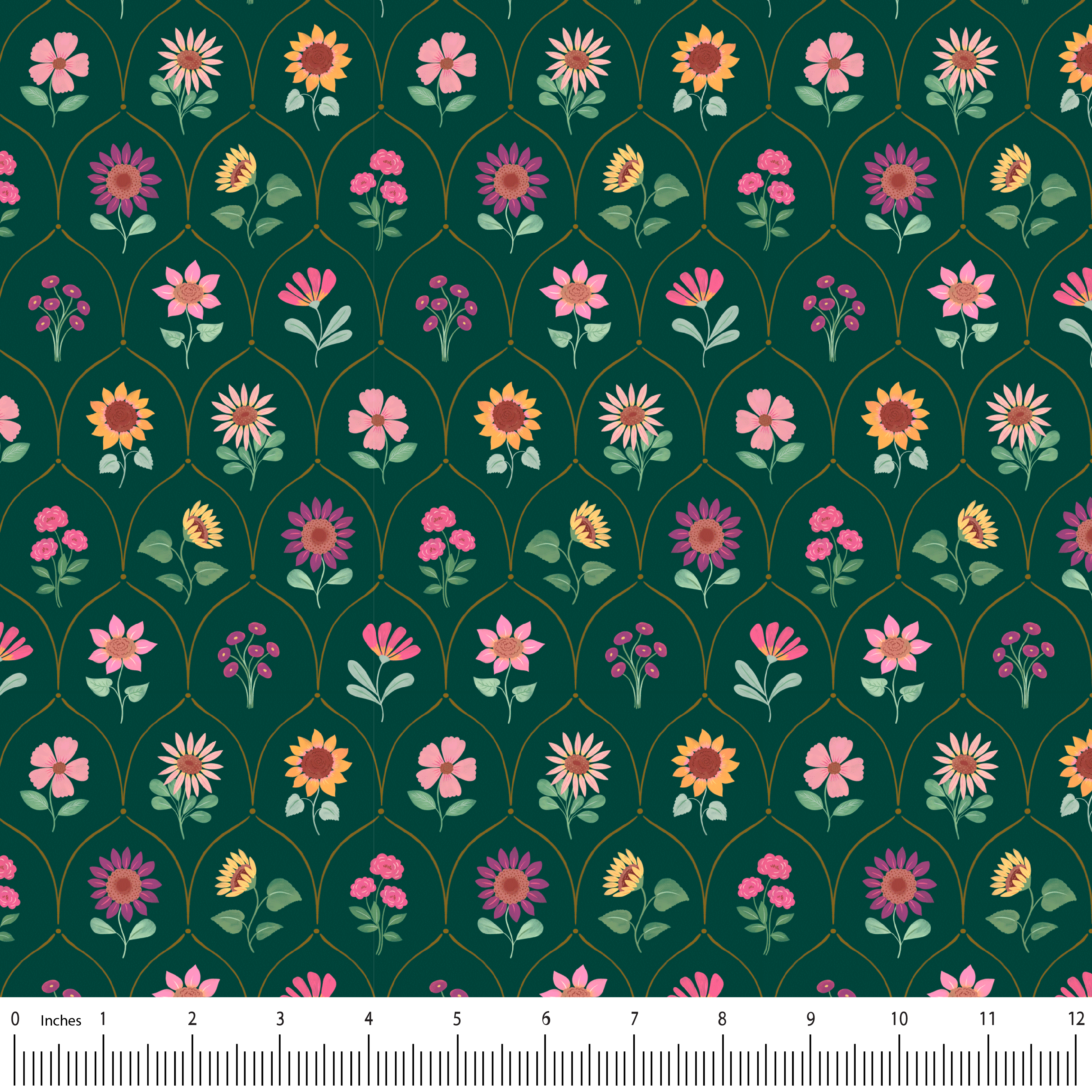 Sunflower Reverie Walled Garden - green  (1/4 Meter)