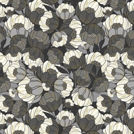 Wildflora - Billy Balls - Gray Showers Metallic Fabric
