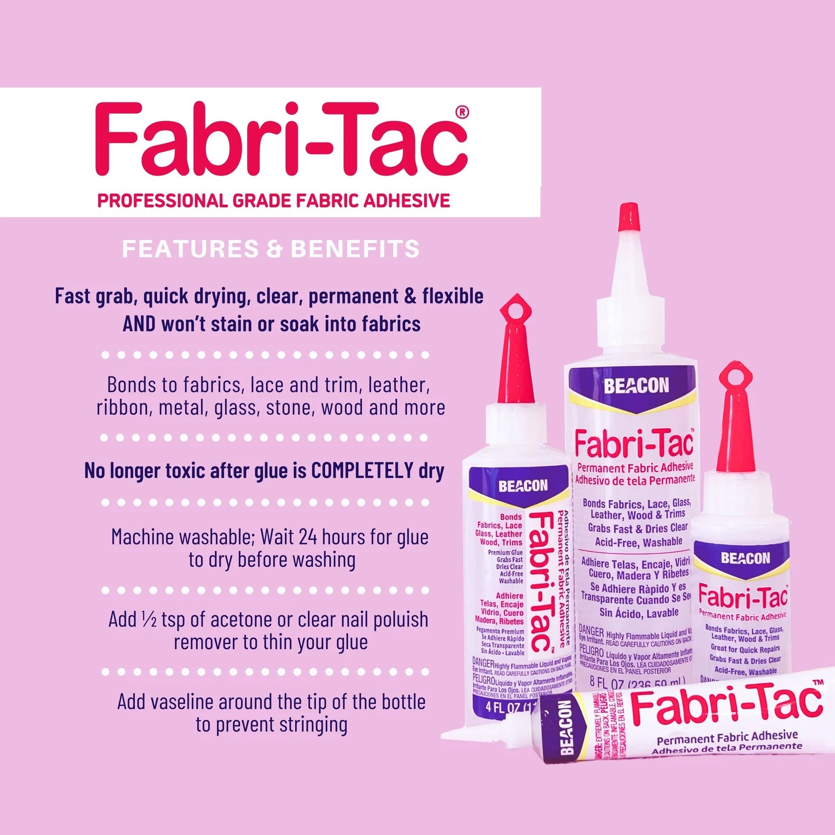 Fabri-Tac. Permanent Fabric Adhesive