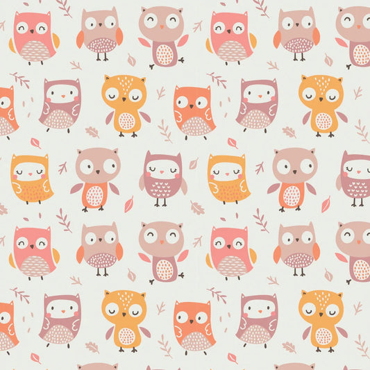 Owl Friends Flannel by Camelot ~ Cream