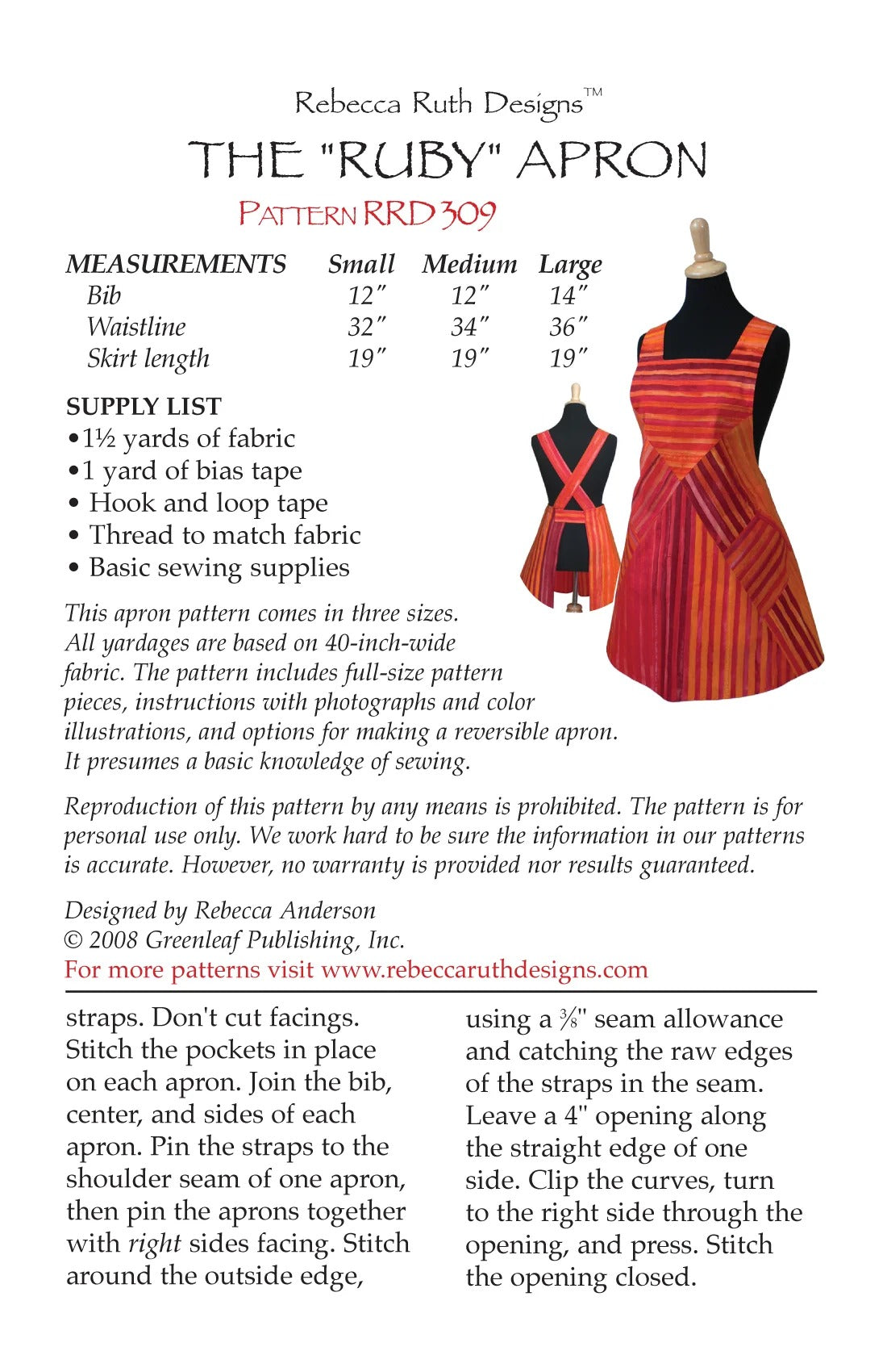 Ruby Apron by Rebecca Ruth Designs