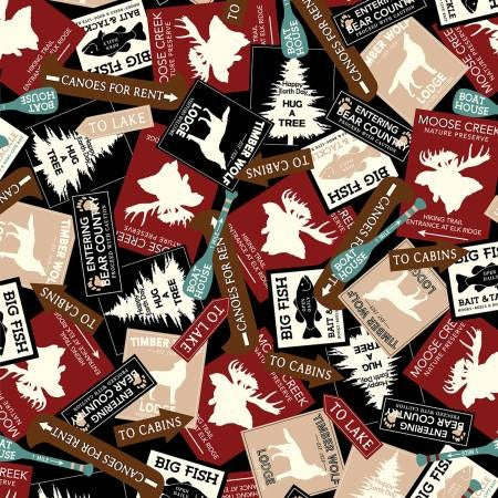 Great Outdoors Scenic Route by Greta Lynn for Benartex ~ Red and Black
