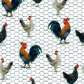 Country Living Chickens by John Richard Keeling for 3 Wishes Fabric ~ White