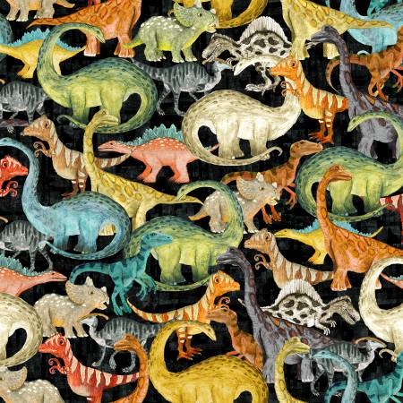 Age of the Dinosaurs by Katherine Quinn for Windham Fabrics ~ Evening Commute Black ~ (1/4 Meter)