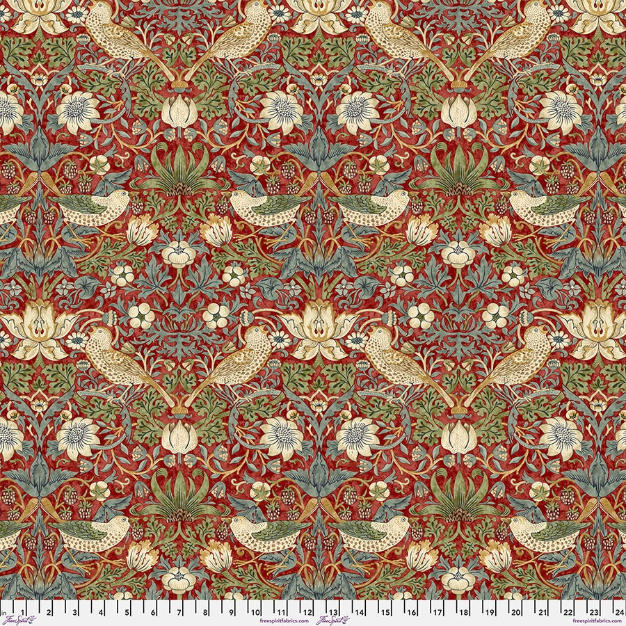 Strawberry Thief by Morris & Co. for FreeSpirit ~ Red ~ (1/4 Meter)